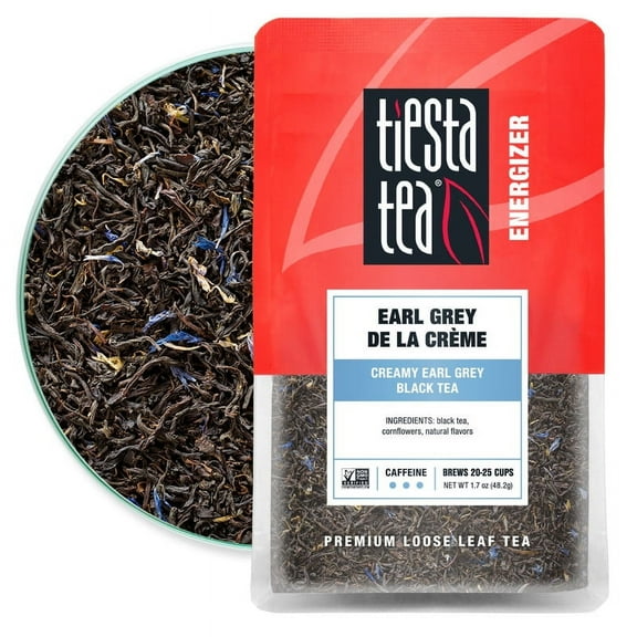 Tiesta Tea - Earl Grey de la Crème, Energizer Loose Leaf Black Tea, High Caffeine, GMO-Free, Make Hot or Iced & Up to 25 Cups - 1.7 oz Resealable Pouch