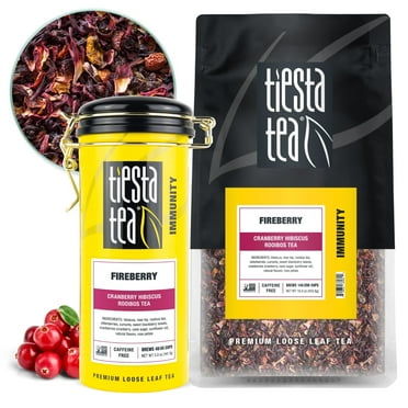 Tiesta Tea - Fireberry, Cranberry Hibiscus Loose Leaf Rooibos Tea, 2 Pack (16 oz Bulk Bag & 5 oz Tin)