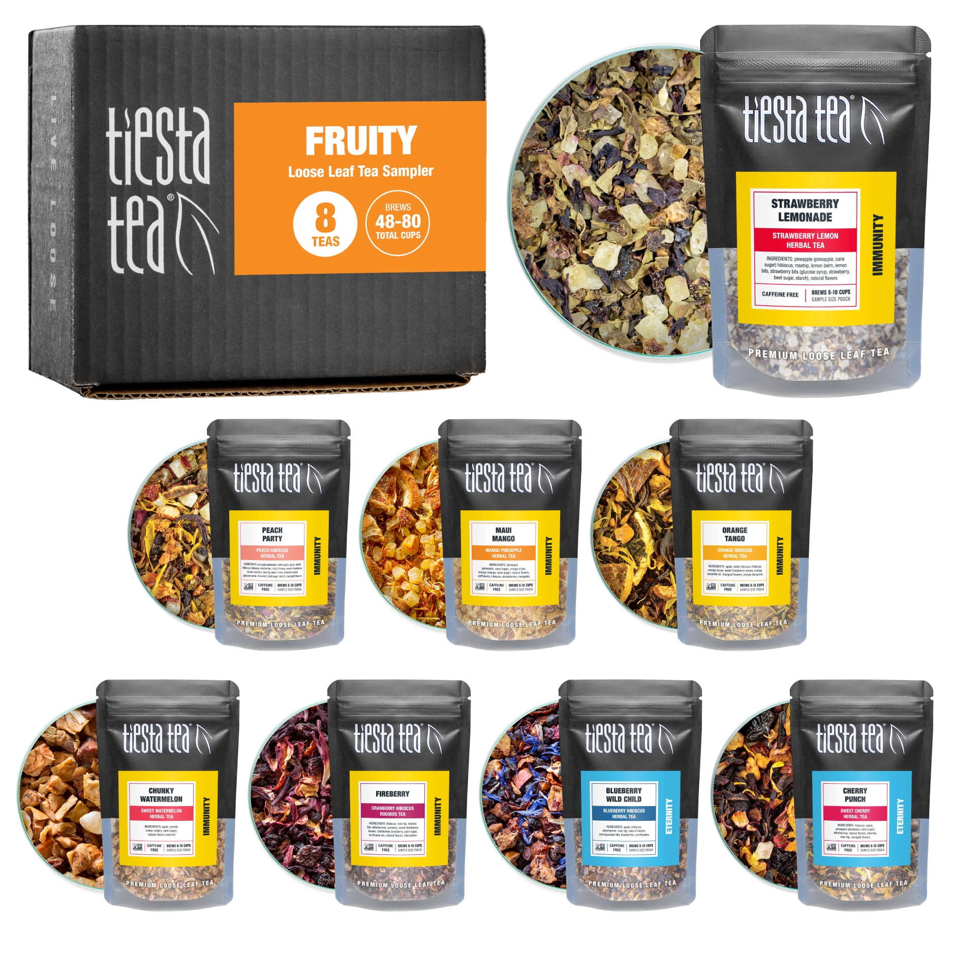 Tiesta Tea Fruity Tea Sampler, 8 Exotic Loose Leaf Tea Blends