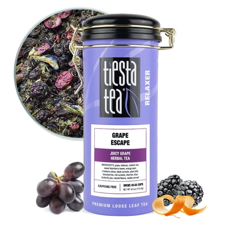 Tiesta Tea - Grape Escape - Juicy Grape Herbal Tea - Loose Leaf Tea Blend - Non Caffeinated Fruit Tea - Make Hot or Iced Tea Up to 50 Cups - 4 oz Refillable Tin