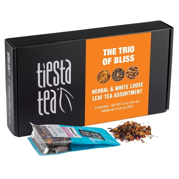 Tiesta Tea - Herbal Loose Leaf Tea Gift Box, Medium to Non Caffeinated Tea Variety Pack, Make Hot & Iced Tea, 3 Pouches of Assorted Tea Blends with Herbal, White & Fruit Tea Bags