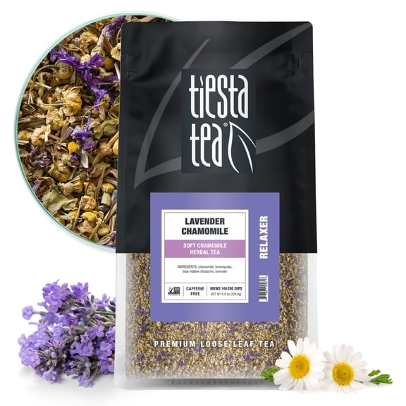 Tiesta Tea - Lavender Chamomile, Relaxer Loose Leaf Herbal Tea, Caffeine Free, GMO-Free, Make Hot or Iced Tea & Brews Up to 200 Cups - 8 oz Resealable Bulk Pouch