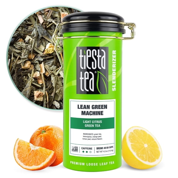 Tiesta Tea - Lean Green Machine Slenderizer Loose Leaf Green Tea with Light Citrus Flavor, Medium Caffeine, GMO-Free, 4 oz Tin
