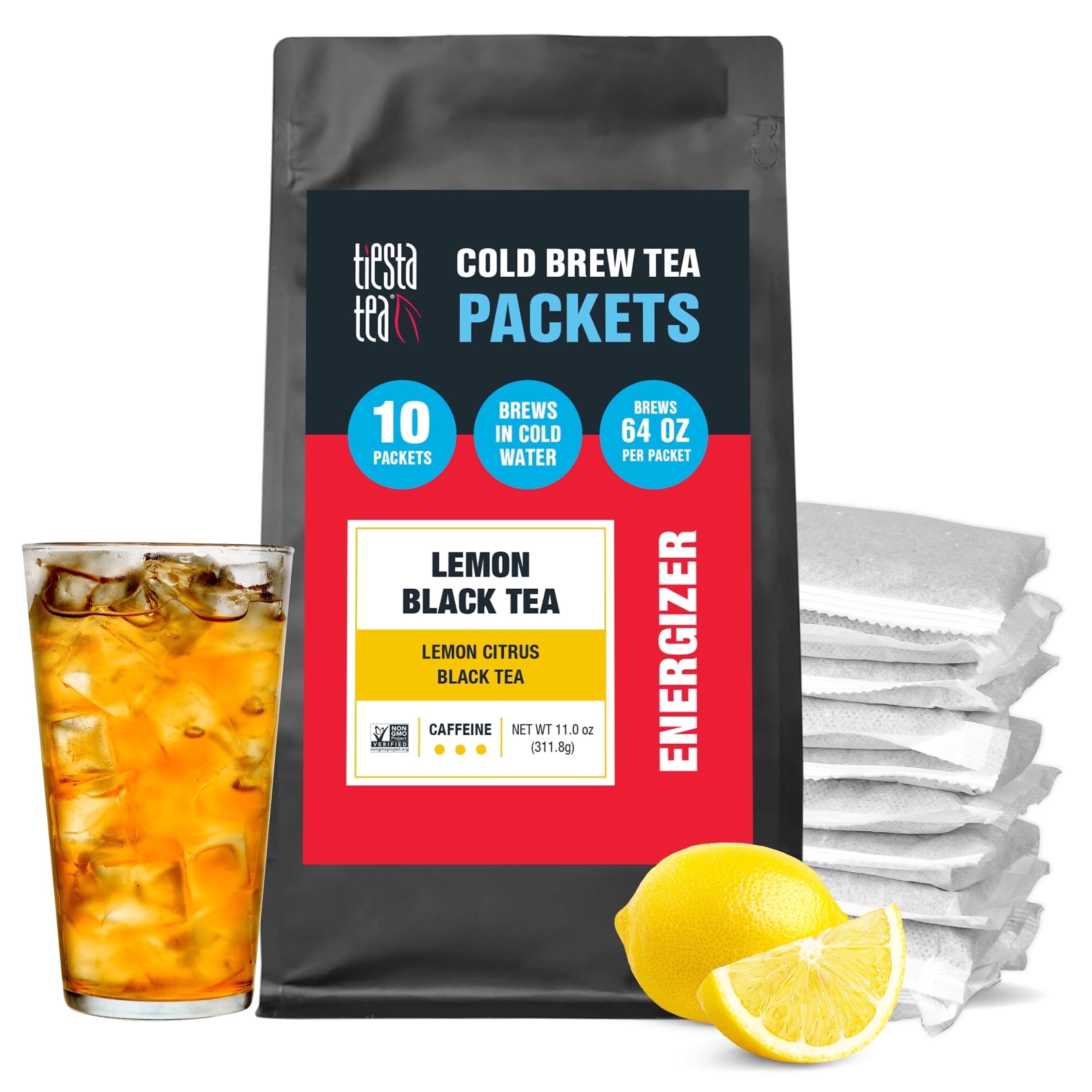 Tiesta Tea - Lemon Black Cold Brew Tea, Lemon Citrus Black Tea, Premium Loose Leaf Iced Tea Blends, High Caffeinated Iced Tea, 10 Cold Brew Tea Bags - Brews 1 64oz Pitcher Each