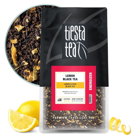 Tiesta Tea - Lemon Black Tea, Lemon Citrus Black Tea, Premium Loose Leaf Tea Blends, High Caffeinated Black Tea, Make Hot or Iced Tea, Brews Up to 200 Cups - 16 Ounce Resealable Bulk Pouch