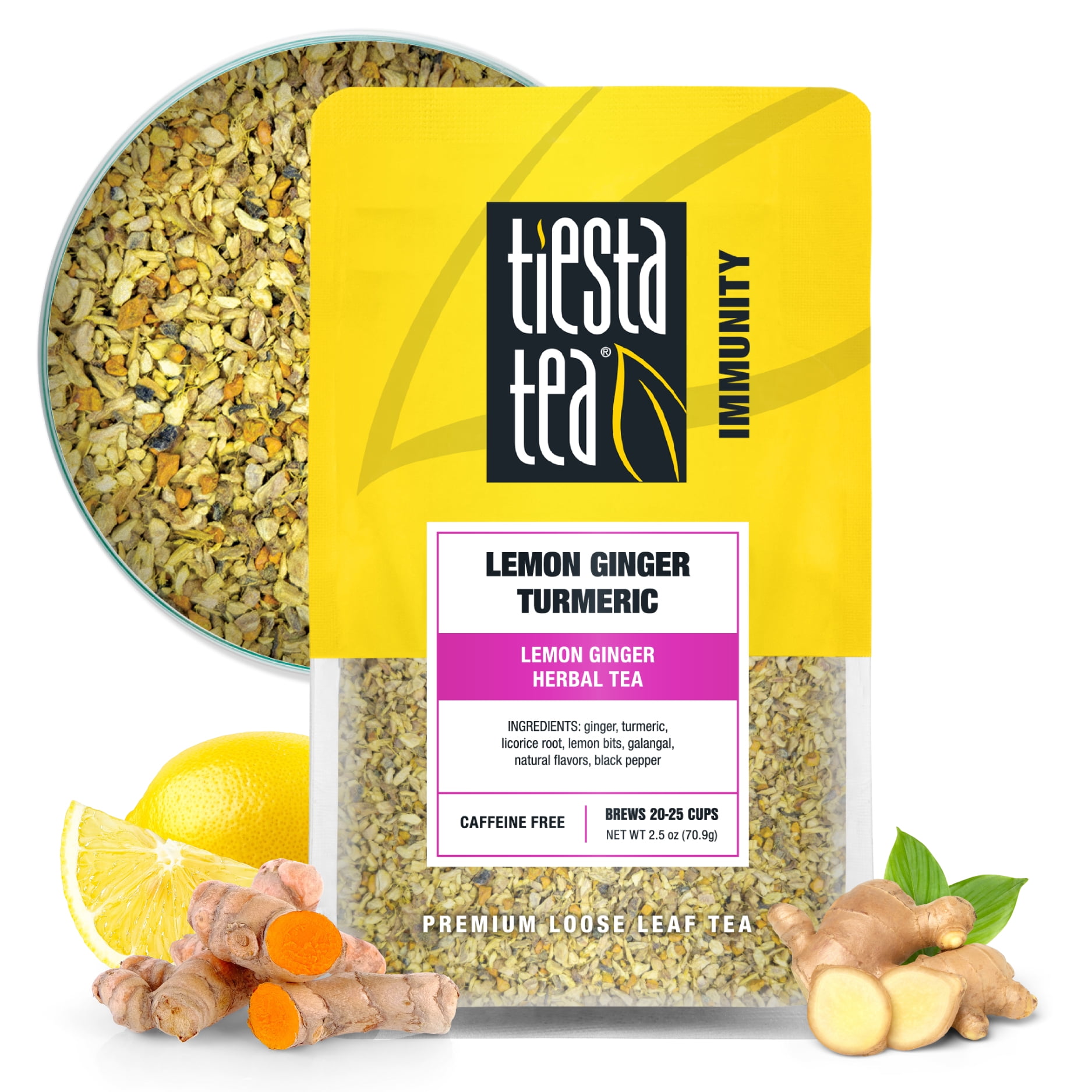 Tiesta Tea Lemon Ginger Turmeric, Immunity Loose leaf Tea, Lemon