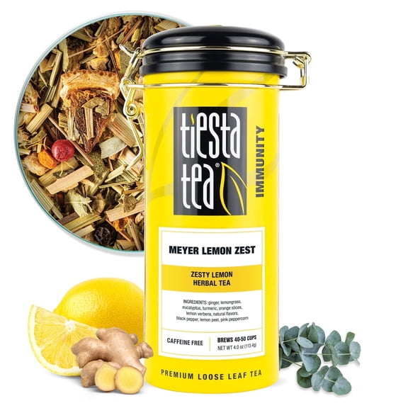 Tiesta Tea - Meyer Lemon Zest, Immunity Loose Leaf Tea, Zesty Lemon Herbal Tea,Caffeine Free Herbal Tea, Make Hot or Iced & Up to 50 Cups - 4 oz Refillable Tin Can