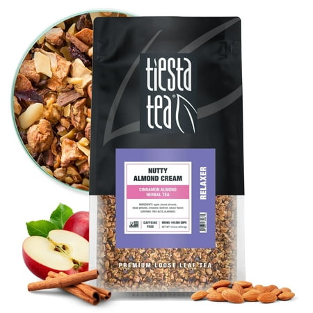 Tiesta Tea - Nutty Almond Cream, Relaxer Loose Leaf Fruit Tea, Caffeine Free, GMO-Free, Make Hot or Iced Tea & Brews Up to 200 Cups - 16 oz Resealable Bulk Pouch