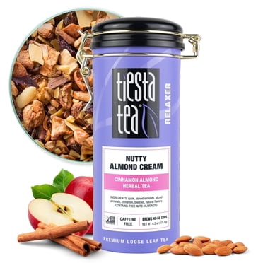 Tiesta Tea - Nutty Almond Cream, Relaxer Loose Leaf Fruit Tea, Caffeine Free, GMO-Free, Make Hot or Iced Tea & Brews Up to 50 Cups - 6.2 Ounce Refillable Tin