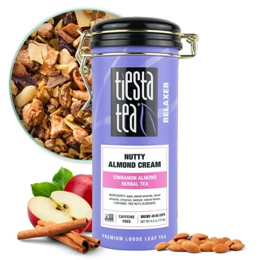 Tiesta Tea - Nutty Almond Cream, Relaxer Loose Leaf Fruit Tea, Caffeine Free, GMO-Free, Make Hot or Iced Tea & Brews Up to 50 Cups - 6.2 Ounce Refillable Tin