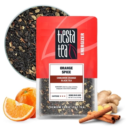 Tiesta Tea - Orange Spice Tea, Loose Leaf, Cinnamon Orange Black Tea, Premium High Caffeine Tea Blend, Make Hot or Iced & Up to 25 Cups, 2.5 oz Resealable Pouch