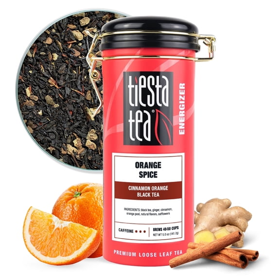 Tiesta Tea - Orange Spice Tea, Loose Leaf, Cinnamon Orange Black Tea, Premium High Caffeine Tea Blend, Make Hot or Iced & Up to 50 Cups, 5 oz Refillable Tin