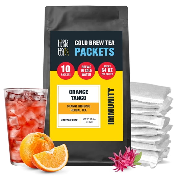 Tiesta Tea - Orange Tango Cold Brew, Loose Leaf Iced Tea Blend, Non Caffeinated Iced Tea, 10 Cold Brew Tea Packets - Brews 1 Family-Sized Pitcher Each