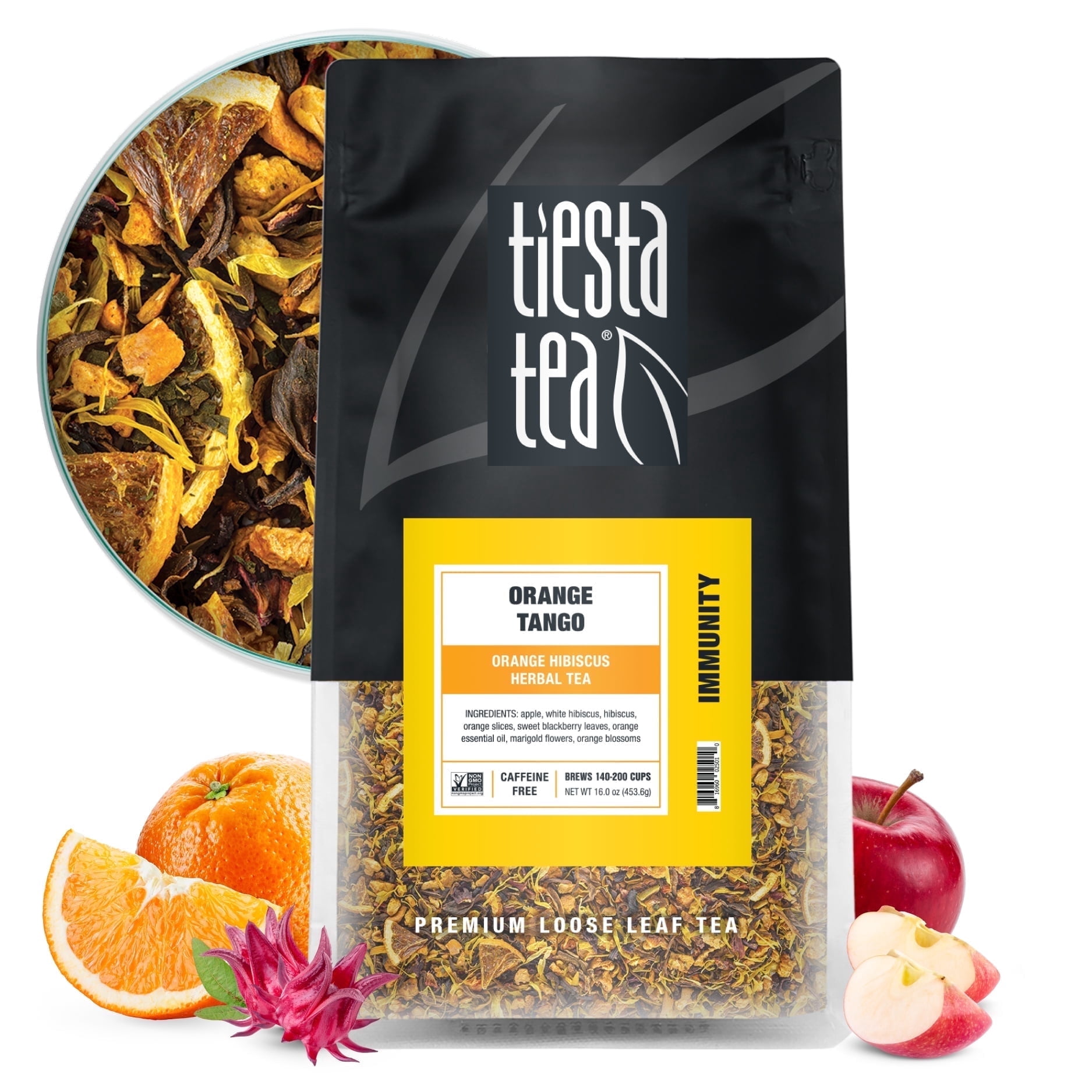 Tiesta Tea - Orange Tango,Immunity Loose Leaf Tea Blend,Orange Hibiscus Herbal Tea,Non-Caffeinated Fruit Tea,Make Hot or Iced & Up to 200 Cups,Made w/Natural Ingredients - 16oz Resealable Pouch