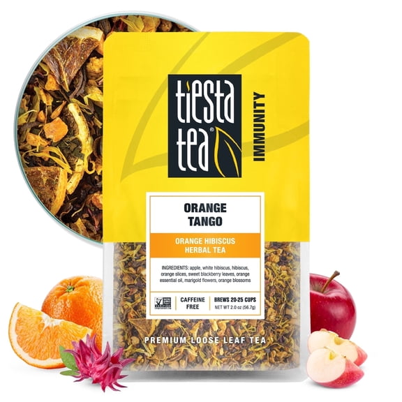 Tiesta Tea - Orange Tango, Immunity Loose Leaf Tea Blend, Orange Hibiscus Herbal Tea , Non-Caffeinated Fruit Tea , Make Hot or Iced & Up to 25 Cups ,Made w/ Natural Ingredients, 2oz Resealable Pouch