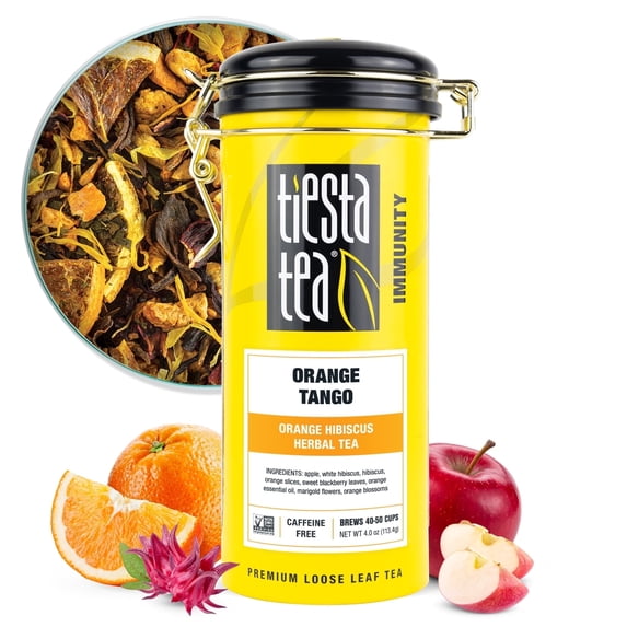 Tiesta Tea - Orange Tango, Immunity Loose Leaf tea, Orange Hibiscus Herbal Tea, Non-Caffeinated Fruit Tea, Make Hot or Iced & Up to 50 Cups, - 4oz Refillable Tin