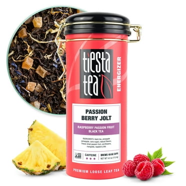 Tiesta Tea - Passion Berry Jolt, Energizer Loose Leaf Black Tea, High Caffeine, GMO-Free, Make Hot or Iced & Up to 50 Cups - 4 oz Refillable Tin Can