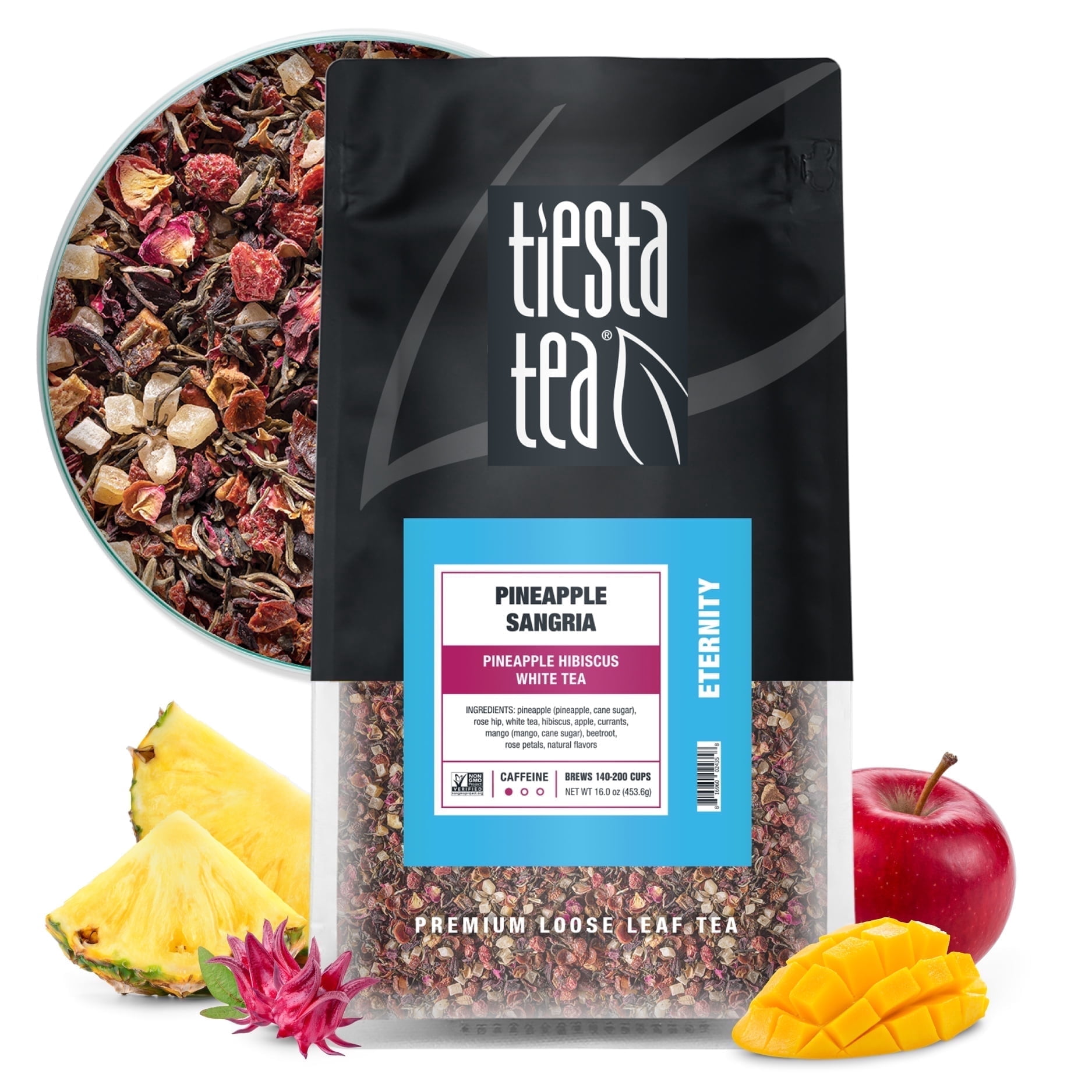 Tiesta Tea - Pineapple Sangria, Pineapple Hibiscus White Tea, Low Caffeine,Make Hot or Iced Tea & Brews Up to 200 Cups - 16 oz Resealable Bulk Pouch