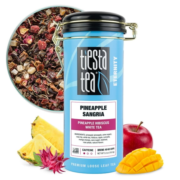 Tiesta Tea - Pineapple Sangria, Pineapple Hibiscus White Tea, Low Caffeine, Make Hot or Iced Tea & Brews Up to 50 Cups - 5.5 Ounce Refillable Tin