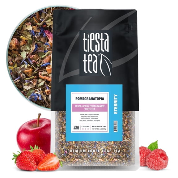 Tiesta Tea - Pomegranatopia, Eternity Loose Leaf White Tea, Low Caffeine, GMO-Free, Make Hot or Iced Tea & Brews Up to 200 Cups - 8 oz Resealable Bulk Pouch