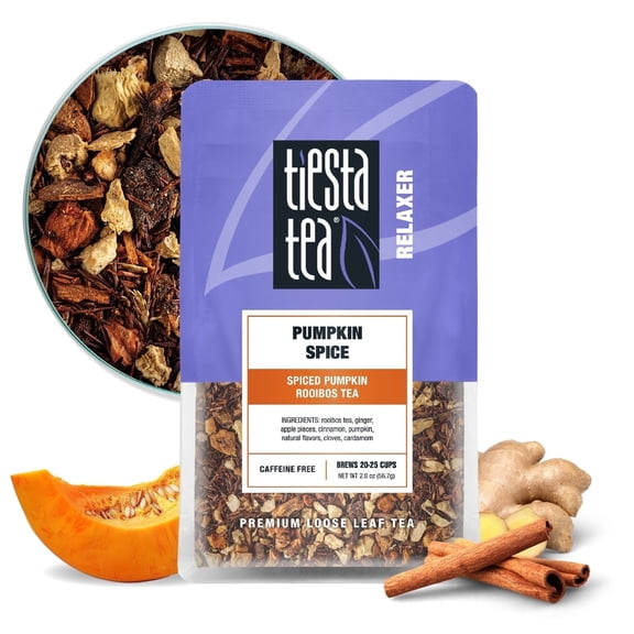Tiesta Tea - Pumpkin Spice Rooibos Tea, Premium Loose Leaf Tea Blend, Non-Caffeinated Herbal Infusion, Make Hot or Iced & Up to 25 Cups, Made with Natural Ingredients - 2oz Resealable Pouch