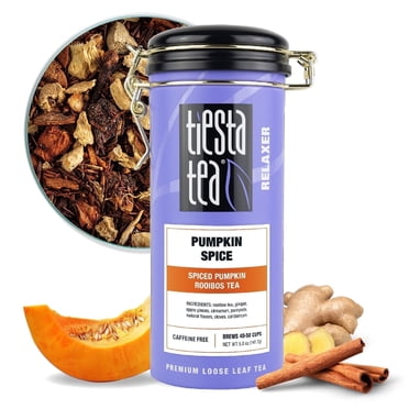 Tiesta Tea - Pumpkin Spice Rooibos Tea, Premium Loose Leaf Tea Blend, Non-Caffeinated Herbal Infusion, Make Hot or Iced & Up to 50 Cups, Made with Natural Ingredients - 5oz Refillable Tin Can