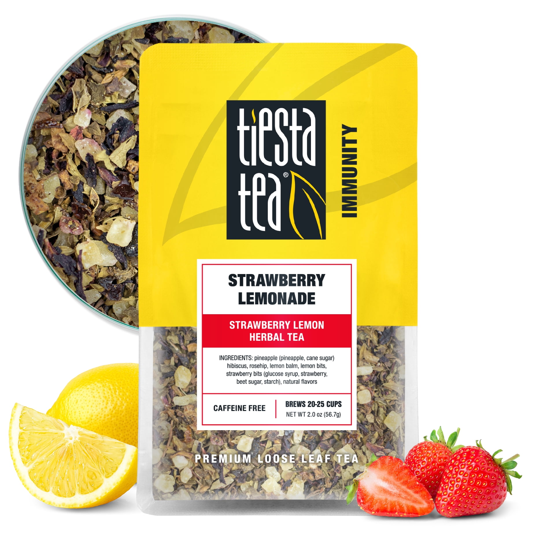 Tiesta Tea Strawberry Lemonade, Immunity Loose Leaf Herbal Tea, Non