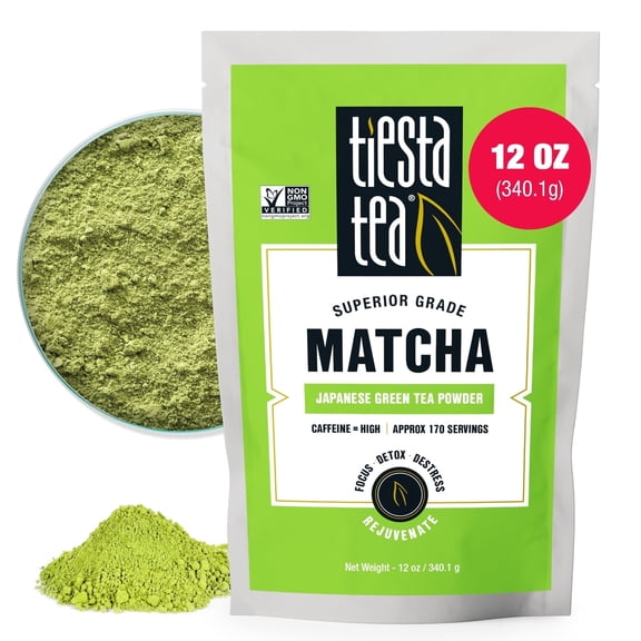 Tiesta Tea - Superior Matcha, Matcha Powder Green Tea, Superior Grade Japanese Matcha Powder, High Caffeinated Green Tea for Matcha Latte, Make Hot or Iced & Up to 170 Cups - 12oz Bulk Bag