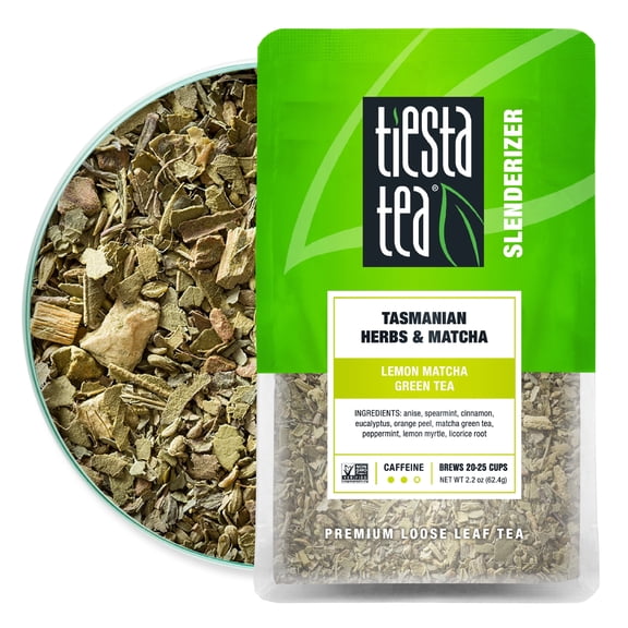 Tiesta Tea - Tasmanian Herbs & Matcha, Slenderizer Loose Leaf Matcha Tea, High Caffeine, GMO-Free, Make Hot or Iced Tea & Brews Up to 25 Cups - 2.2 Ounce Resealable Pouch