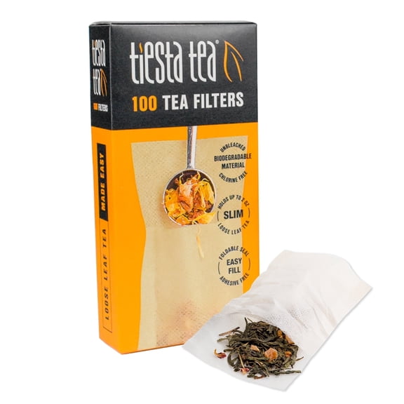 Tiesta Tea - Loose Leaf Tea Filters, Disposable Tea Infuser, 100% Natural Unbleached Paper, Steeps Hot Tea, Iced Tea & Coffee, Easy Fill Single Serve Filter for One Cup - 100 Count Empty Tea Bags