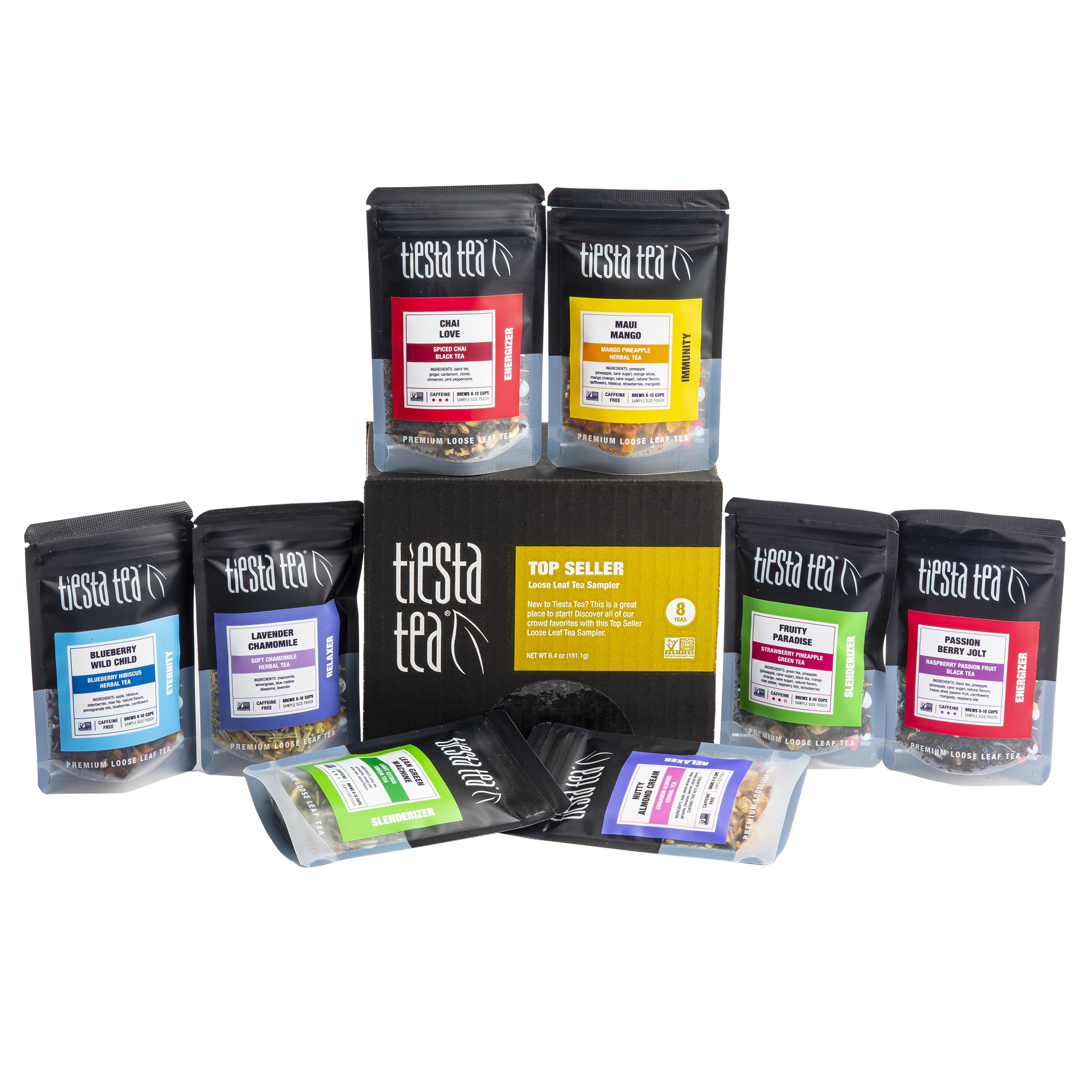 Tiesta Tea Top 8 Favorites Tea Sampler Set Naturally Caffeinated