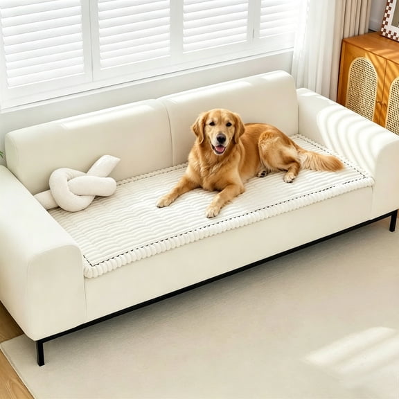 TieyaChkis Couch Covers for Pets, Washable Sofa SlipCover for 3-4 Cushion Couches, Non-Slip Sofa Covers for Dogs, Pet-Friendly Furniture Protector Covers for Living Room(27.6" x 71", White)