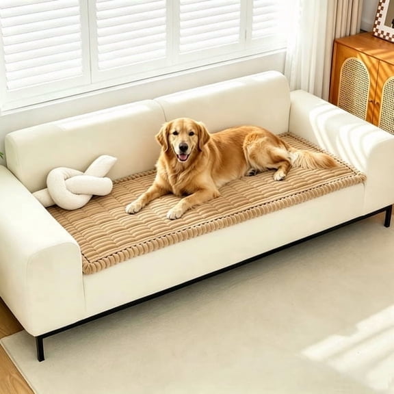 TieyaChkis Couch Covers for Pets, Washable Sofa SlipCover for 3-4 Cushion Couches, Non-Slip Sofa Covers for Dogs, Pet-Friendly Furniture Protector Covers for Living Room(27.6" x 27.6", Camel)