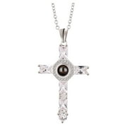 Tiezhimi Cross Projection Necklace Christian Bible Projection Pendant Necklace Gift