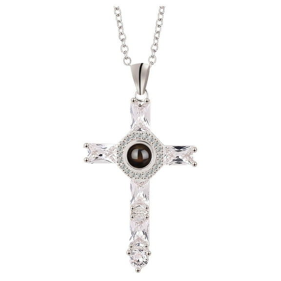 Tiezhimi Cross Projection Necklace Christian Bible Projection Pendant Necklace Gift