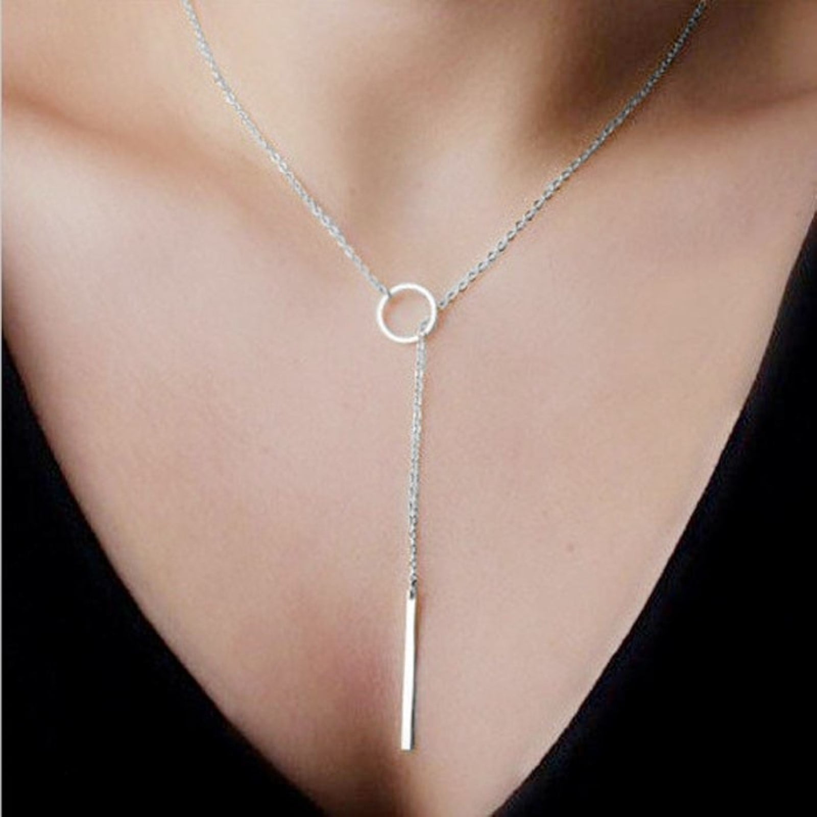 Tiezhimi Jewelry Lariat Necklace Womens Circle Chain Necklaces Pendants