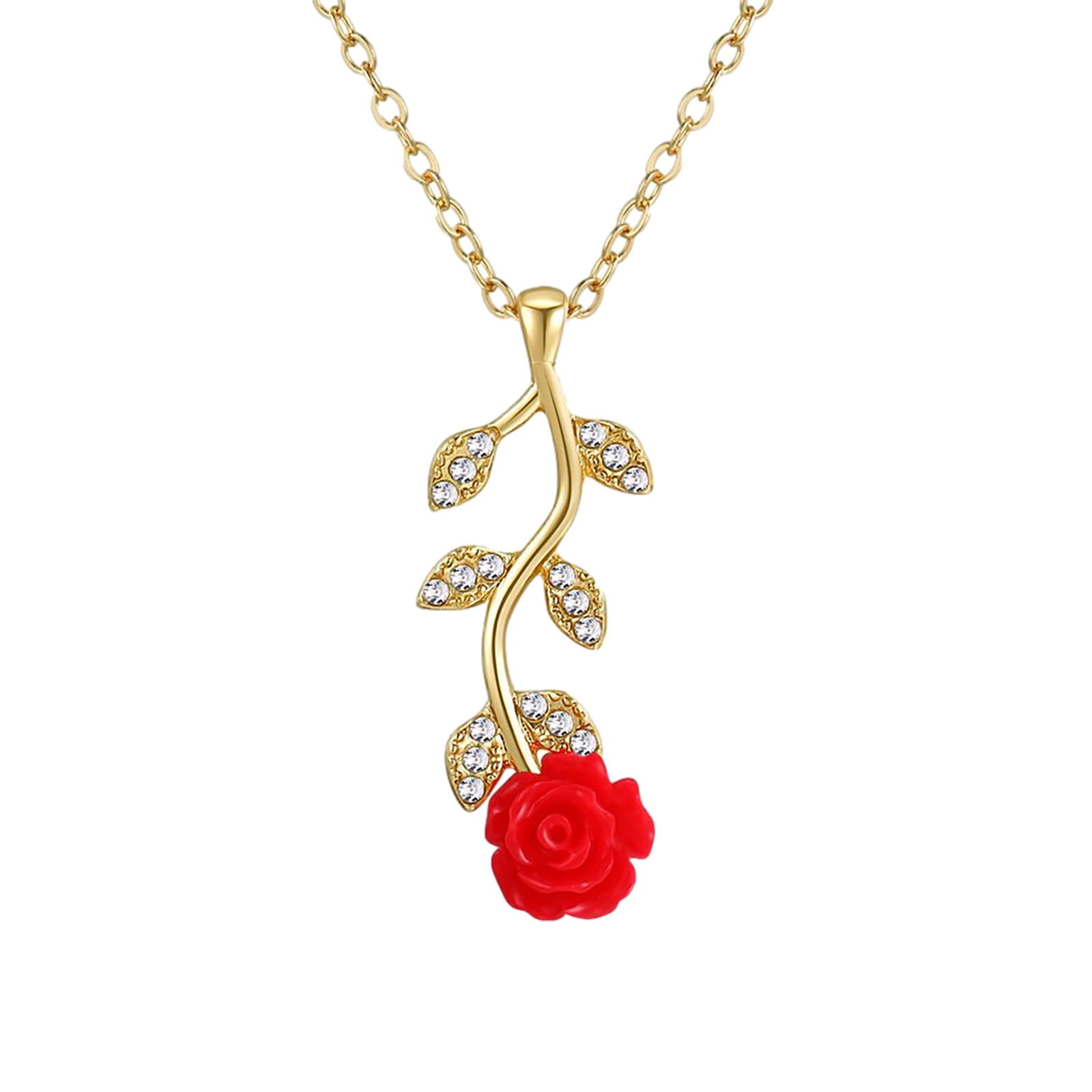 Tiezhimi Rose Flower Pendant Clavicle Chain Flower Necklace Necklaces Pendants