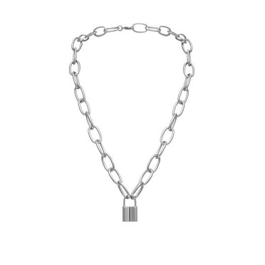 Tiezhimi Vintage Metallic Golden Large Chain Lock Necklace Women's Jewelry Gift