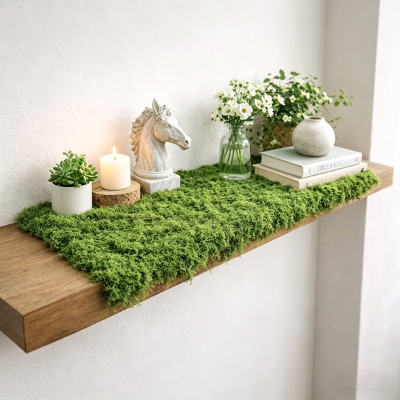 Tifaealis Green Faux Moss Mat – 19.68" x 39.37" Fake Moss Table Runner for Crafts for DIY Crafts, Table & Balcony Decorations
