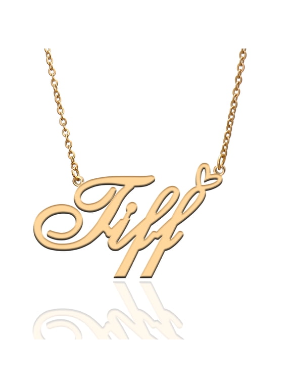 Tiff Custom Name Necklace Customized Personalized Plated Name Necklace for Mother Daughter Friendship Women Valentine's Day Christmas Birthday New Year Gold