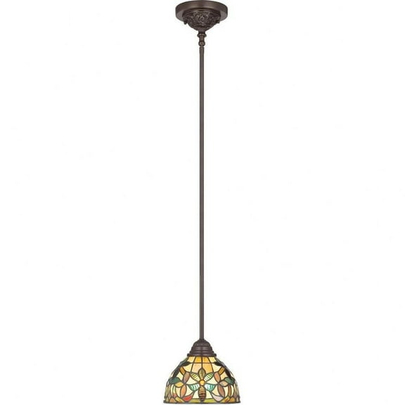 Tiffany 1 Light Mini-Pendant with Dome Glass Shade Floral Mini Tiffany Single Pendant Bailey Street Home 71-Bel-619938