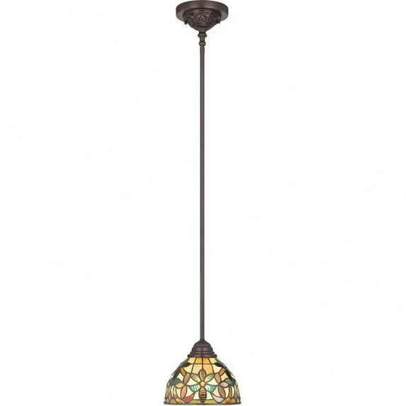 Tiffany 1 Light Mini-Pendant with Dome Glass Shade Floral Mini Tiffany Single Pendant Bailey Street Home 71-Bel-619938