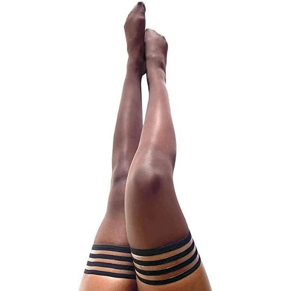 Tiffany Black Diamond Thigh High Stockings with No-Slip Grip Stay Ups Thigh Bands