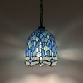 thumbnail image 1 of Tiffany Blue Stained Glass Dragonfly 10-Light Pendant Lights with Stained Glass 10"W*10"D*60"H, 1 of 7