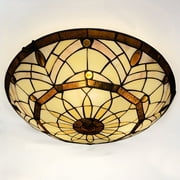 Tiffany Ceiling Light Fixtures Flush Mount 3-Light, 16 Wide Vintage Stained Glass Lampshade Ceiling Lamp