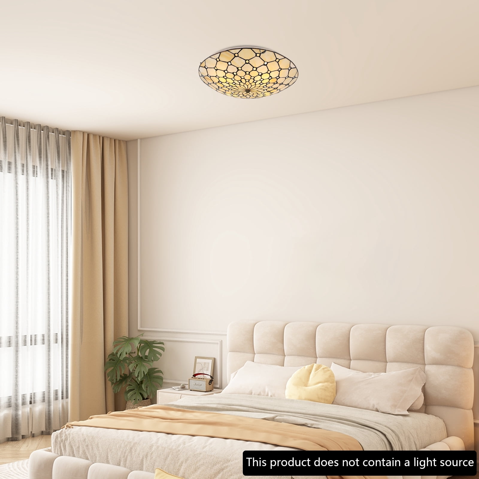 Tiffany Ceiling Light Flush Mount Chandelier Wide Stained Glass Ceiling Light (Bulbs Not Included)