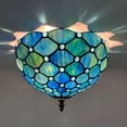 thumbnail image 1 of Tiffany Ceiling Lights Fixture 12"W*12"D*8"H Blue Stained Glass 12-Light Crystal Beans LED Bulbs Included, 1 of 1