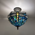 thumbnail image 1 of Enjoy Decor Lamps Tiffany 12-Inch 2-Light Bronze Ceiling Light with Stained Glass Bowl, 1 of 6