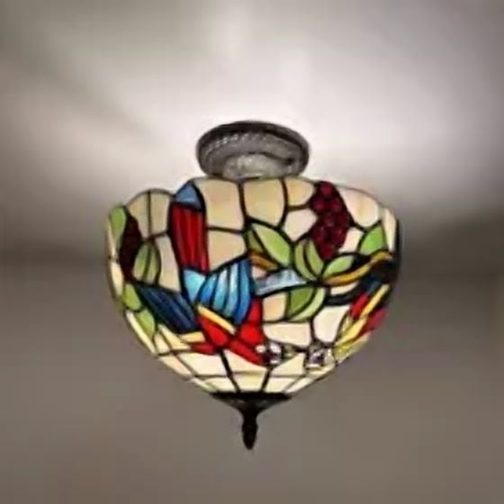 Enjoy Decor Lamps Tiffany 2-Light Bronze LED Pendant Lights with Stained Glass Shades