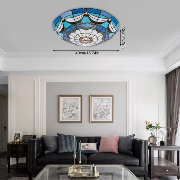 Tiffany Ceiling Lights Stained Glass Ceiling Light 3-Lights 16 Inch Tiffany